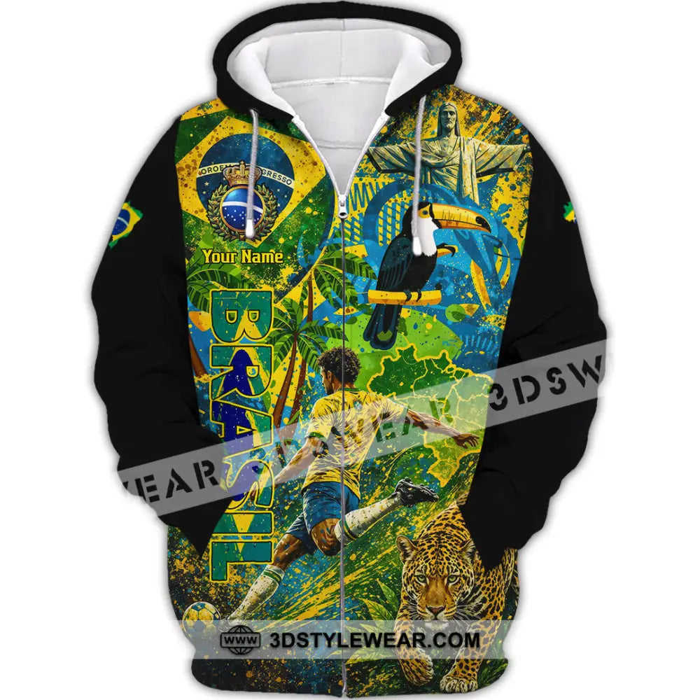 Unisex Shirt - Custom Brasil World Cup 2026 3D Shirt - Zipper Hoodie / S - T-shirt