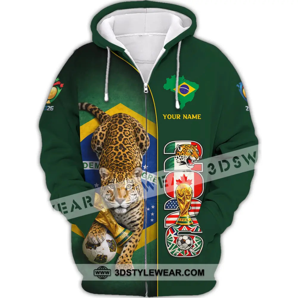 Unisex Shirt - Custom Brasil World Cup 2026 3D Shirt Zipper Hoodie / S T-shirt