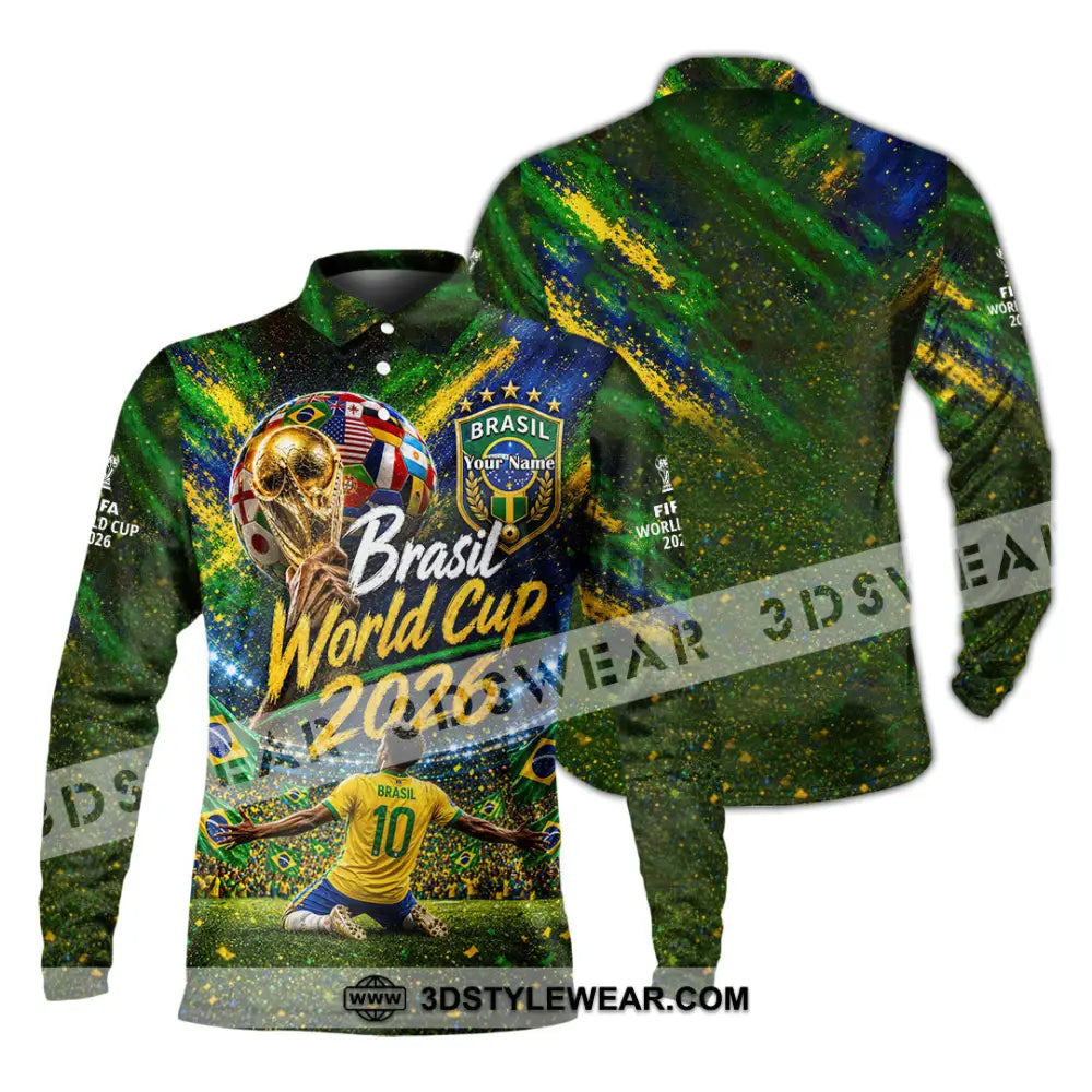 Unisex Shirt - Custom Brasil World Cup 2026 Shirt - Long Sleeve Polo / S - T-shirt