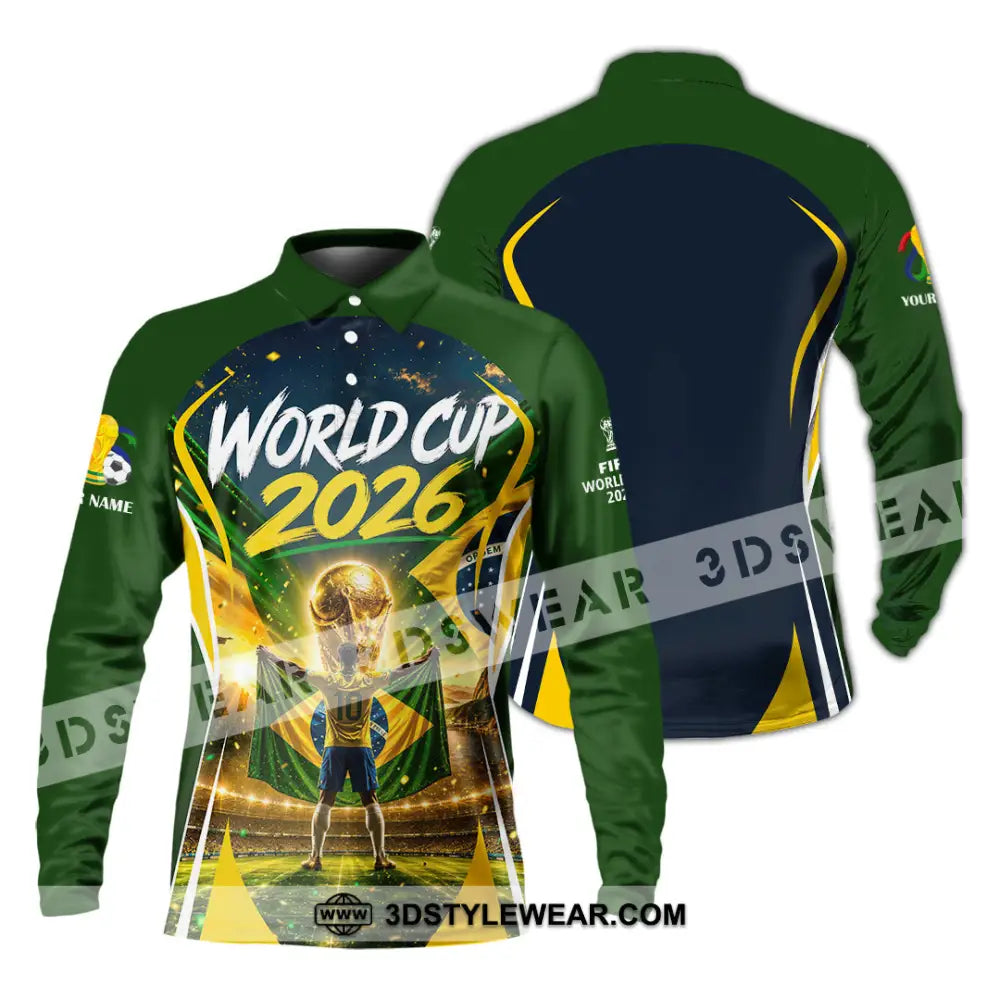 Unisex Shirt - Custom Brasil World Cup 2026 Shirt - Long Sleeve Polo / S - T-shirt