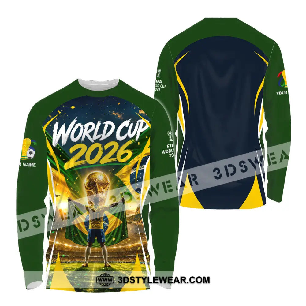 Unisex Shirt - Custom Brasil World Cup 2026 Shirt - Long Sleeve Shirt / S - T-shirt