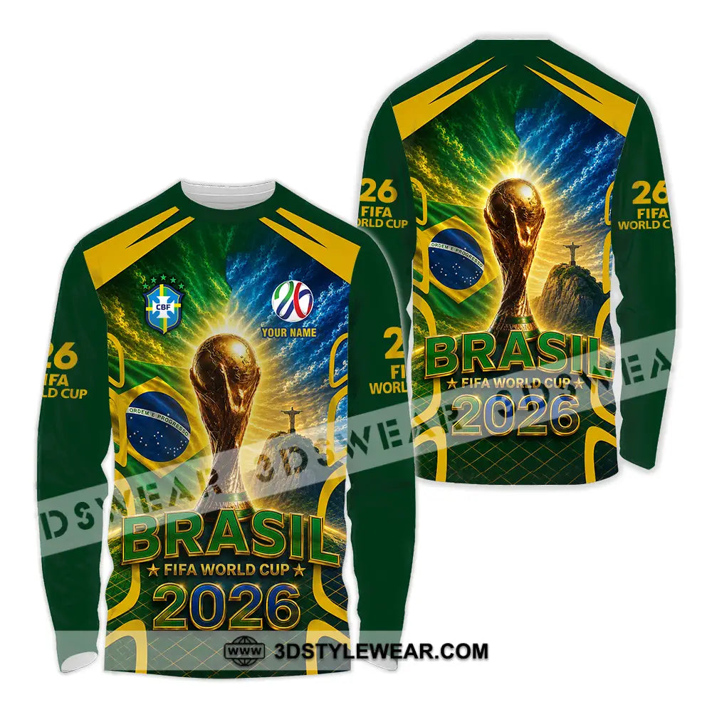 Unisex Shirt - Custom Brasil World Cup 2026 Shirt - Long Sleeve Shirt / S - T-shirt