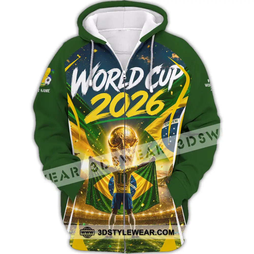 Unisex Shirt - Custom Brasil World Cup 2026 Shirt - Zipper Hoodie / S - T-shirt