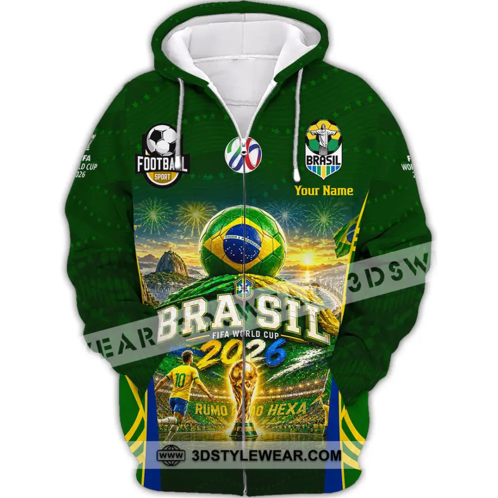 Unisex Shirt - Custom Brasil World Cup 2026 Shirt - Zipper Hoodie / S - T-shirt