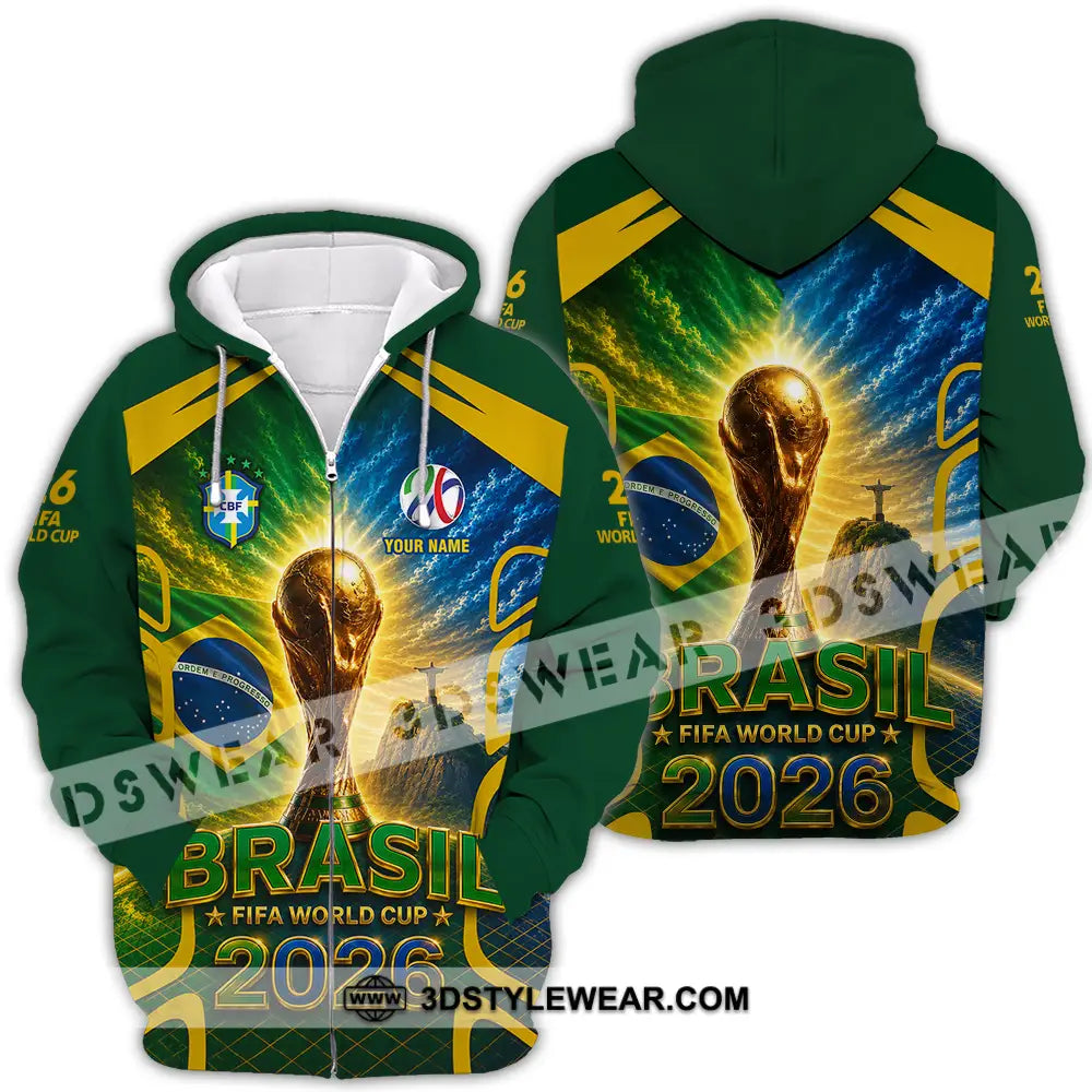 Unisex Shirt - Custom Brasil World Cup 2026 Shirt - Zipper Hoodie / S - T-shirt