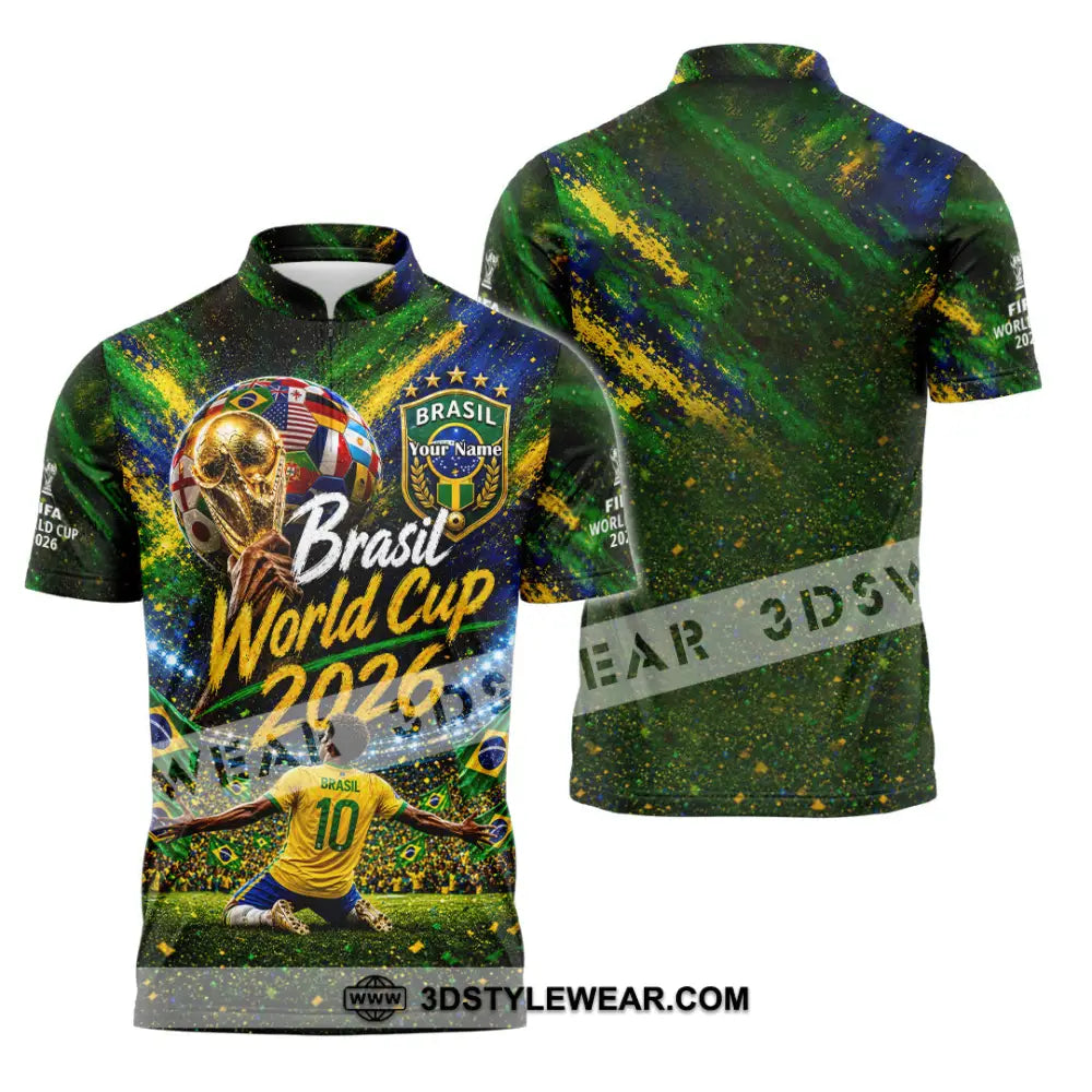 Unisex Shirt - Custom Brasil World Cup 2026 Shirt - Zipper Polo Shirt / S - T-shirt