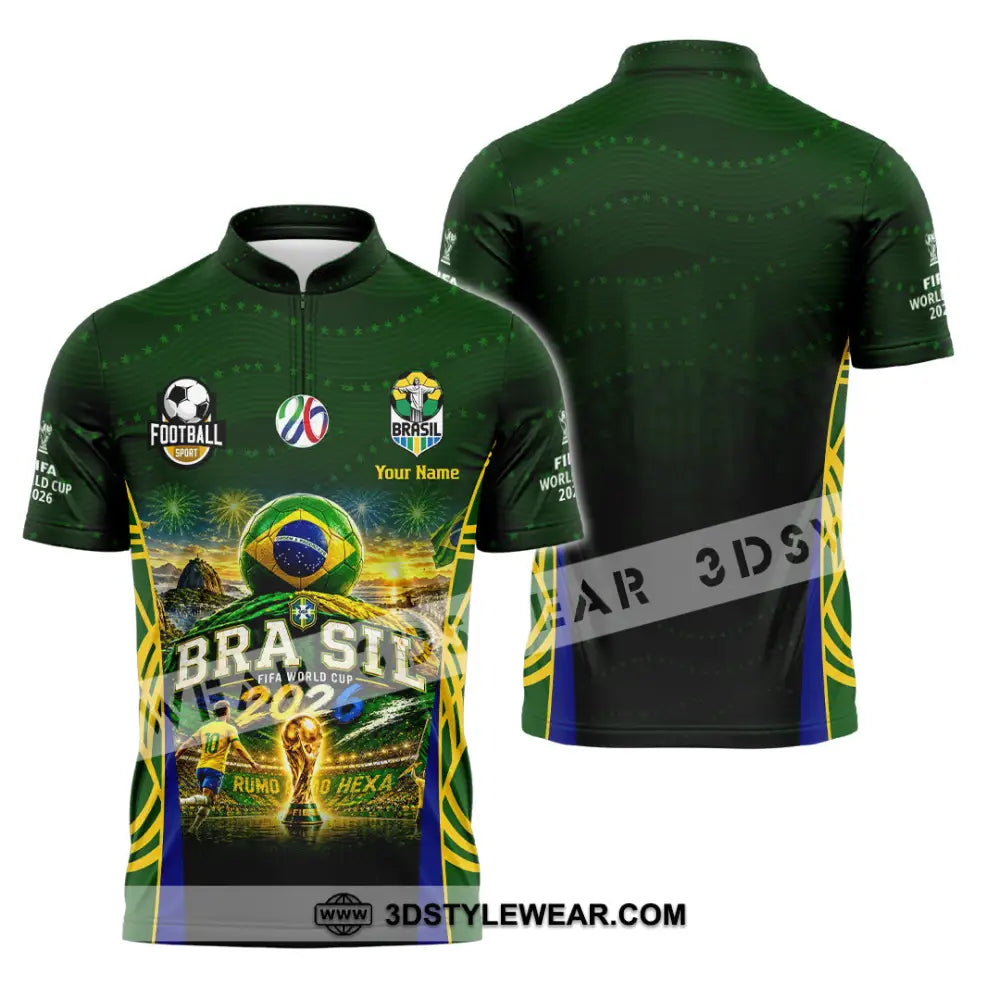 Unisex Shirt - Custom Brasil World Cup 2026 Shirt - Zipper Polo Shirt / S - T-shirt