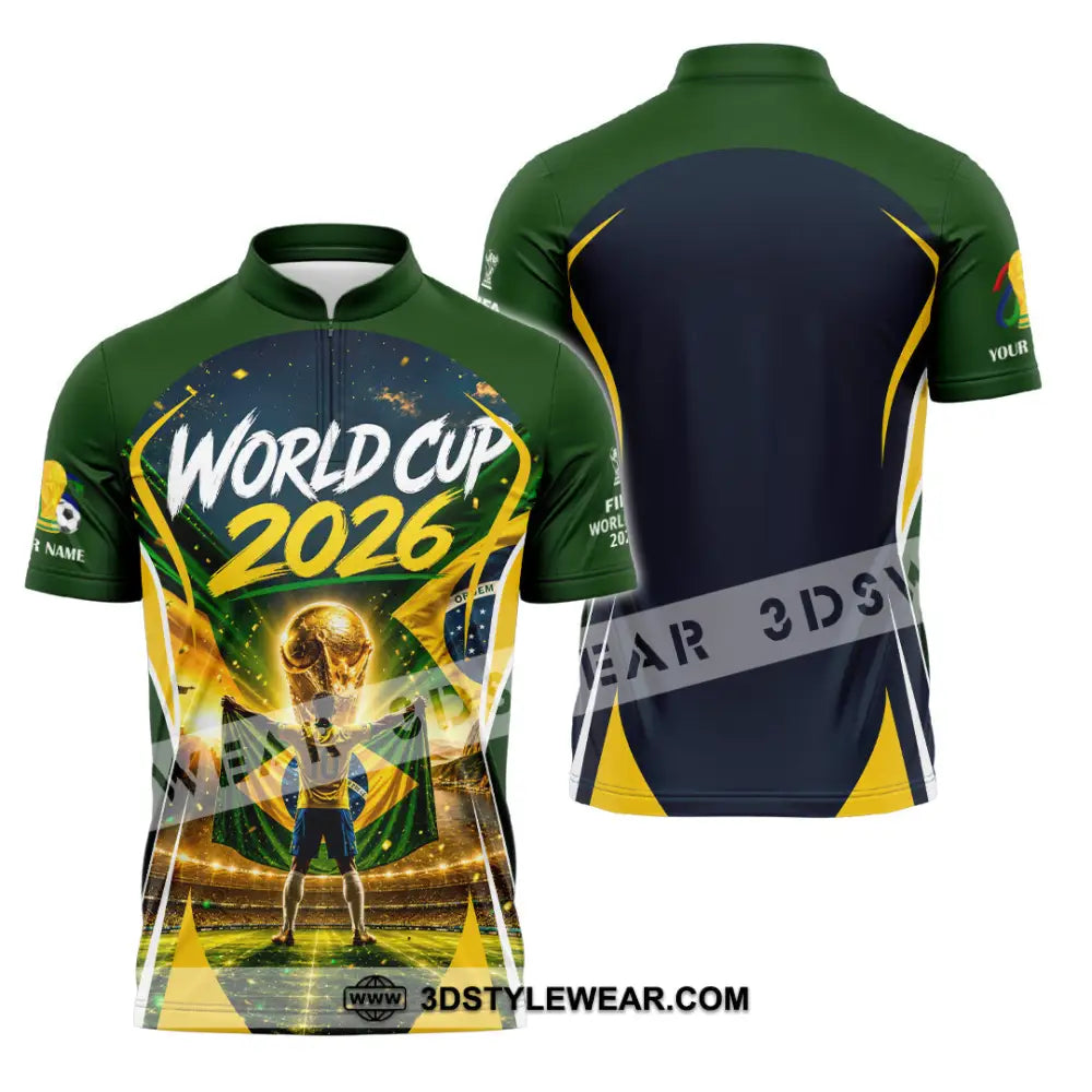 Unisex Shirt - Custom Brasil World Cup 2026 Shirt - Zipper Polo Shirt / S - T-shirt