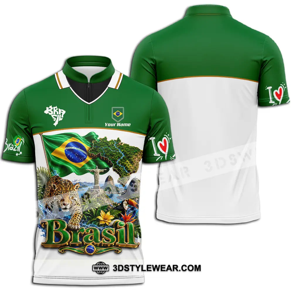 Unisex Shirt - Custom Brasil Shirt - Zipper Polo Shirt / S - T-shirt