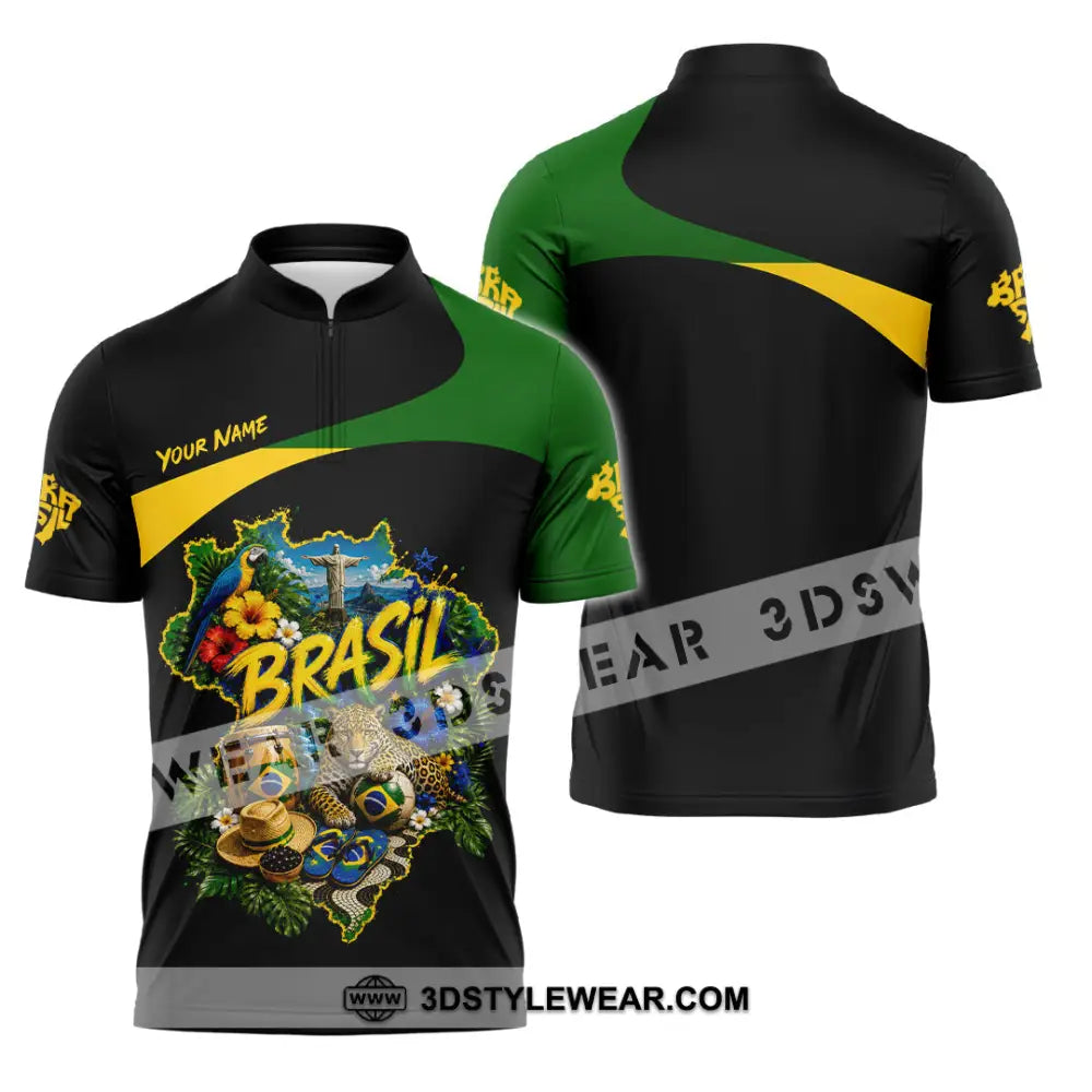 Unisex Shirt - Custom Brasil Shirt - Zipper Polo Shirt / S - T-shirt