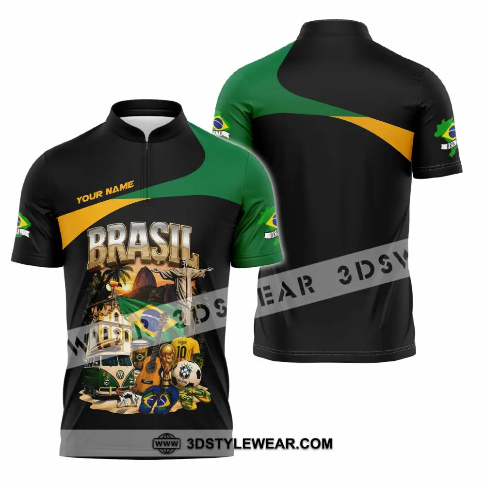 Unisex Shirt - Custom Brasil Shirt - Zipper Polo Shirt / S - T-shirt