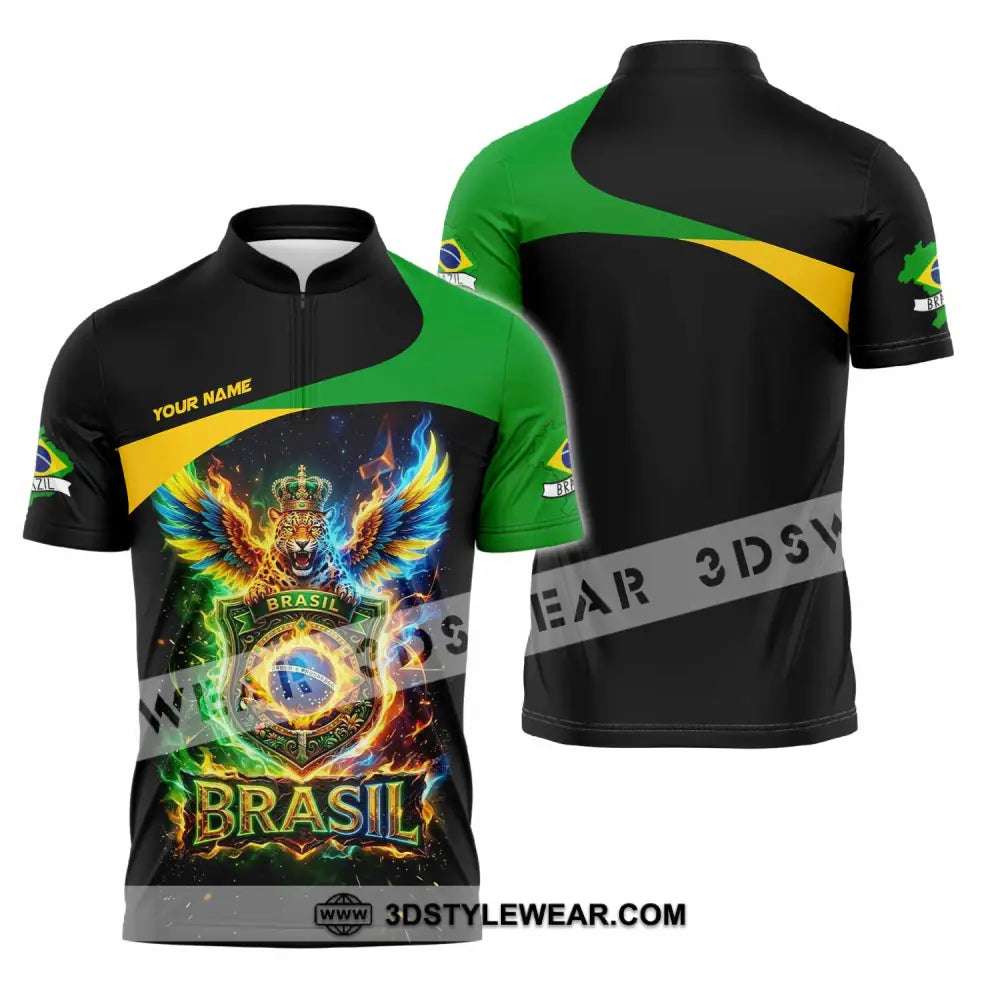 Unisex Shirt - Custom Brasil Shirt - Zipper Polo Shirt / S - T-shirt