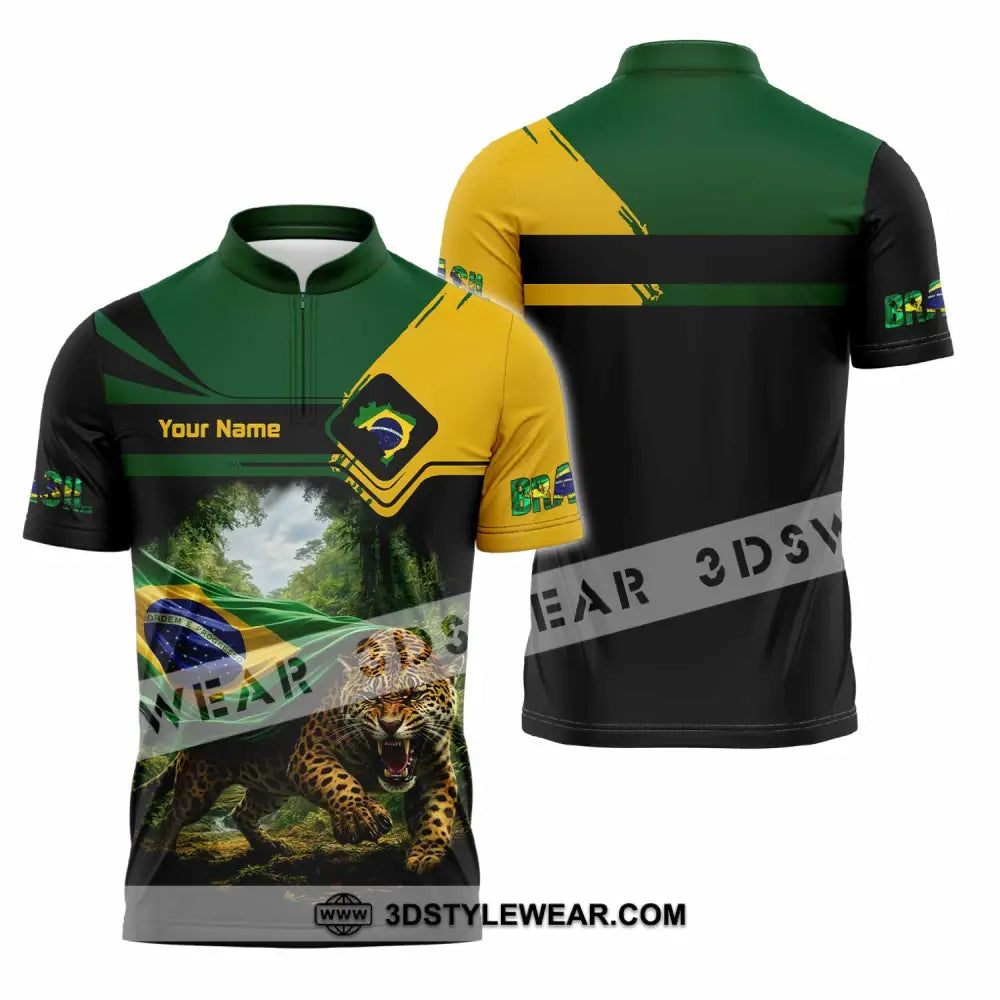 Unisex Shirt - Custom Brasil Shirt - Zipper Polo Shirt / S - T-shirt