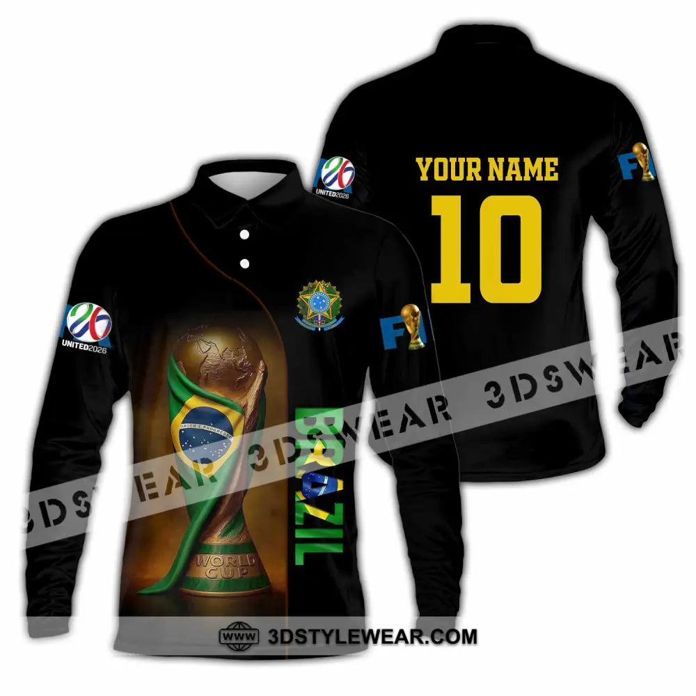 Unisex Shirt - Custom Brazil 3D Shirt Long Sleeve Polo / S T-shirt
