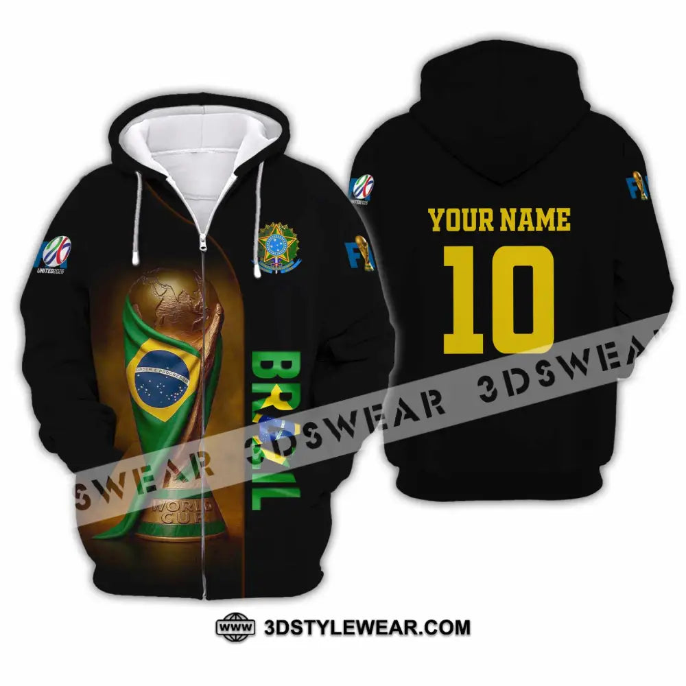 Unisex Shirt - Custom Brazil 3D Shirt Zipper Hoodie / S T-shirt