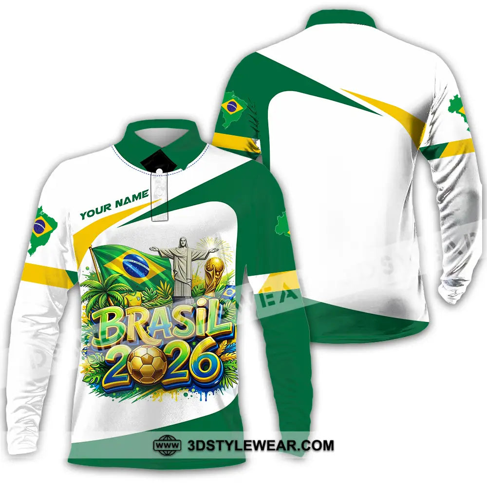 Unisex Shirt - Custom Brazil Fifa Club World Cup 2026 3D Shirt Long Sleeve Polo / S T-shirt