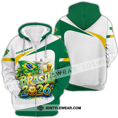 Unisex Shirt - Custom Brazil Fifa Club World Cup 2026 3D Shirt Zipper Hoodie / S T-shirt