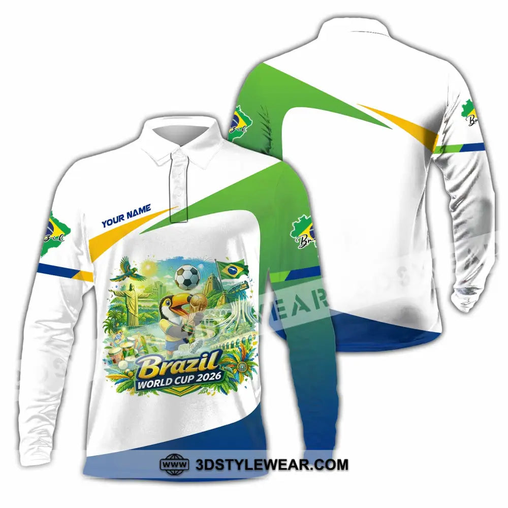 Unisex Shirt - Custom Brazil Fifa World Cup 2026 3D Shirt Long Sleeve Polo / S T-shirt