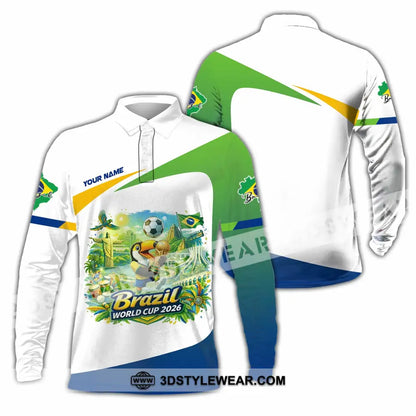 Unisex Shirt - Custom Brazil Fifa World Cup 2026 3D Shirt Long Sleeve Polo / S T-shirt