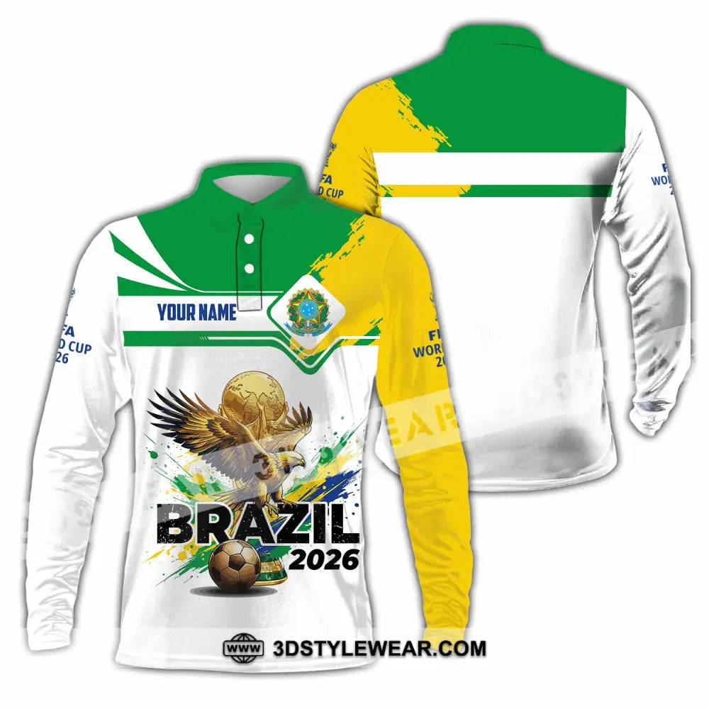 Unisex Shirt - Custom Brazil Fifa World Cup 2026 3D Shirt Long Sleeve Polo / S T-shirt