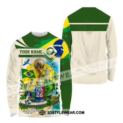 Unisex Shirt - Custom Brazil Fifa World Cup 2026 3D Shirt Long Sleeve Shirt / S T-shirt