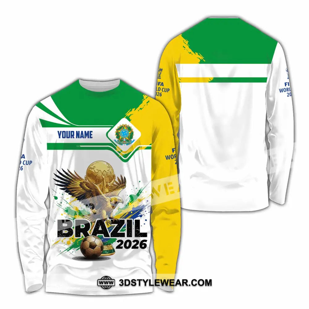 Unisex Shirt - Custom Brazil Fifa World Cup 2026 3D Shirt Long Sleeve Shirt / S T-shirt