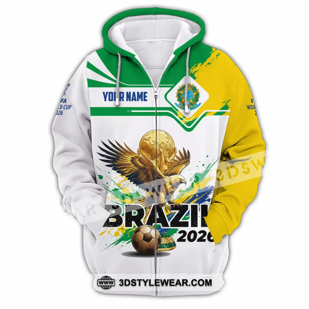 Unisex Shirt - Custom Brazil Fifa World Cup 2026 3D Shirt Zipper Hoodie / S T-shirt