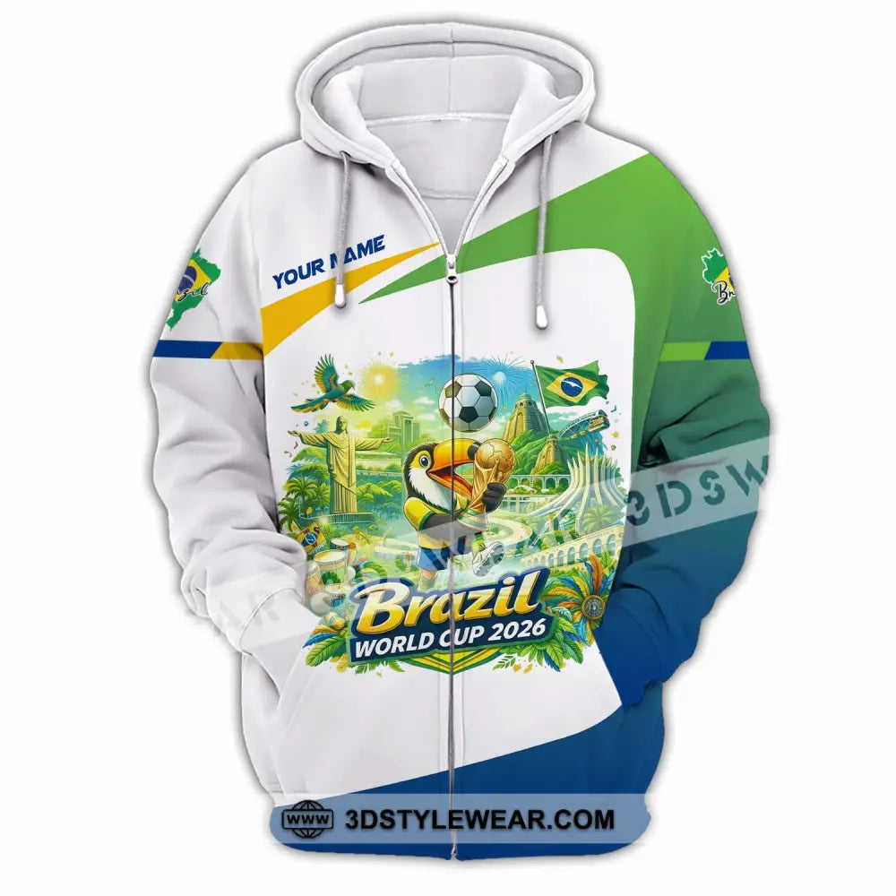 Unisex Shirt - Custom Brazil Fifa World Cup 2026 3D Shirt Zipper Hoodie / S T-shirt