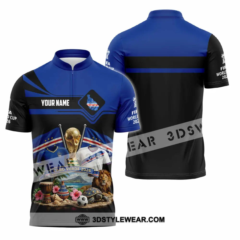 Unisex Shirt - Custom Cabo Verde World Cup 2026 3D Shirt - Zipper Polo Shirt / S - T-shirt