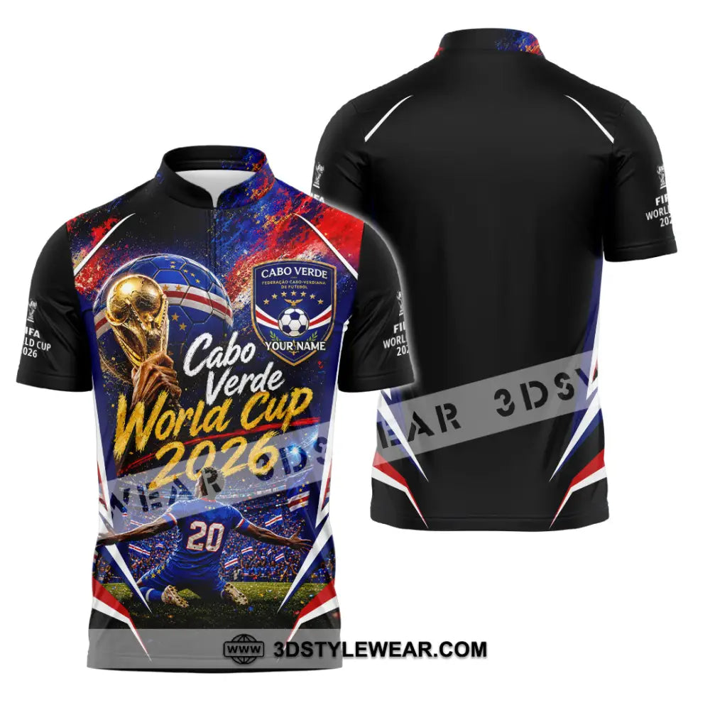 Unisex Shirt - Custom Cabo Verde World Cup 2026 Shirt - Zipper Polo Shirt / S - T-shirt