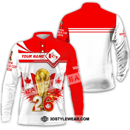 Unisex Shirt - Custom Canada World Cup 2026 3D Shirt Long Sleeve Polo / S T-shirt