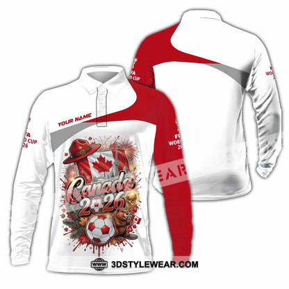 Unisex Shirt - Custom Canada World Cup 2026 3D Shirt - Long Sleeve Polo / S - T-shirt