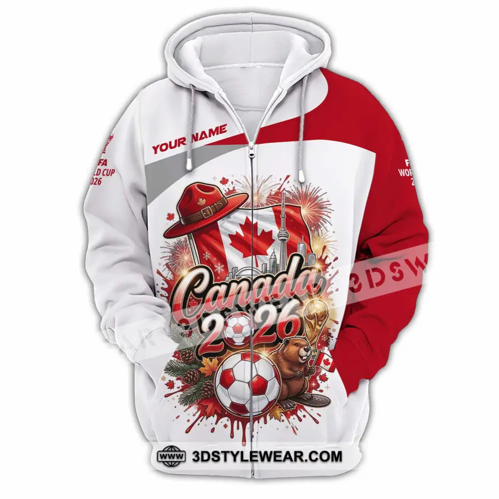 Unisex Shirt - Custom Canada World Cup 2026 3D Shirt - Zipper Hoodie / S - T-shirt