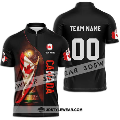 Unisex Shirt - Custom Canada World Cup 2026 3D Shirt Zipper Polo Shirt / S T-shirt