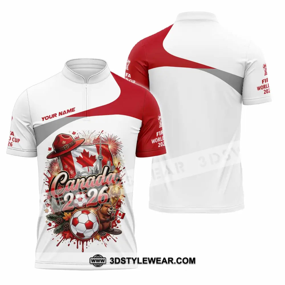 Unisex Shirt - Custom Canada World Cup 2026 3D Shirt - Zipper Polo Shirt / S - T-shirt