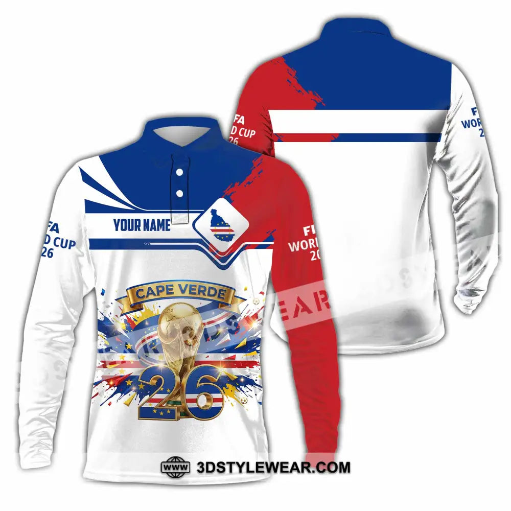 Unisex Shirt - Custom Cape Verde FIFA World Cup 2026 3D Shirt Long Sleeve Polo / S T-shirt