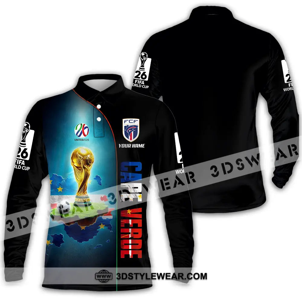 Unisex Shirt - Custom Cape Verde World Cup 2026 3D Shirt - Long Sleeve Polo / S - T-shirt