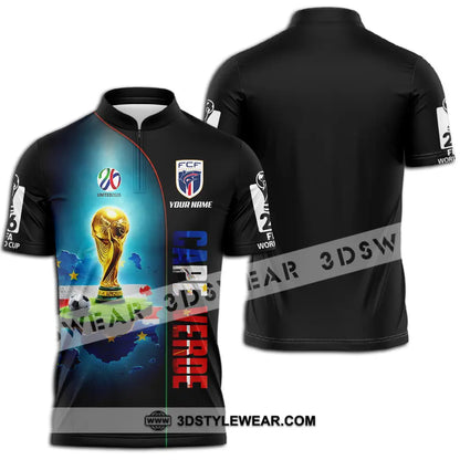 Unisex Shirt - Custom Cape Verde World Cup 2026 3D Shirt - Zipper Polo Shirt / S - T-shirt