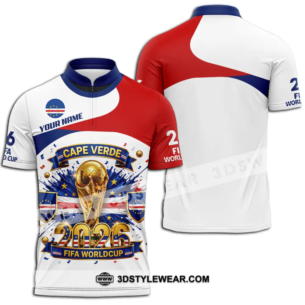Unisex Shirt - Custom Cape Verde World Cup 2026 3D Shirt - Zipper Polo Shirt / S - T-shirt