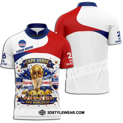 Unisex Shirt - Custom Cape Verde World Cup 2026 3D Shirt - Zipper Polo Shirt / S - T-shirt