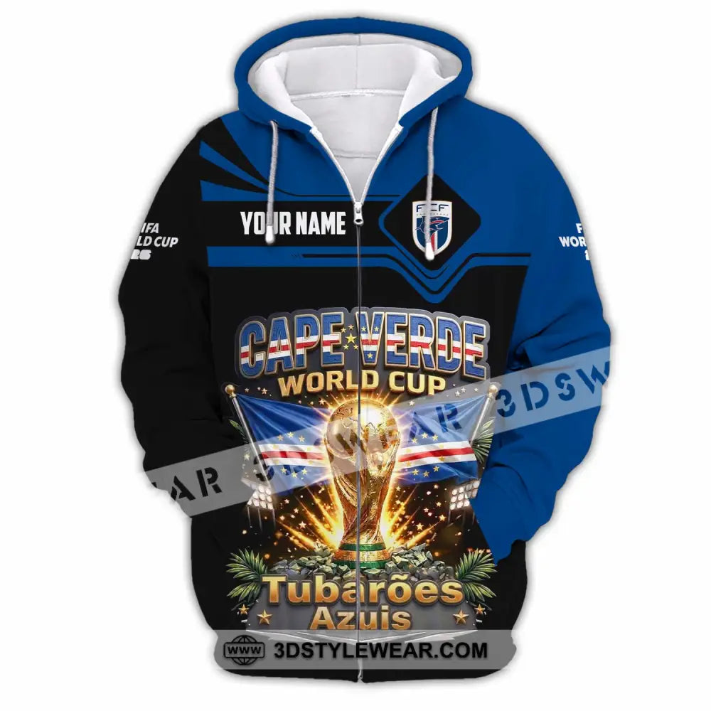 Unisex Shirt - Custom Cape Verde World Cup 2026 Shirt - Zipper Hoodie / S - T-shirt