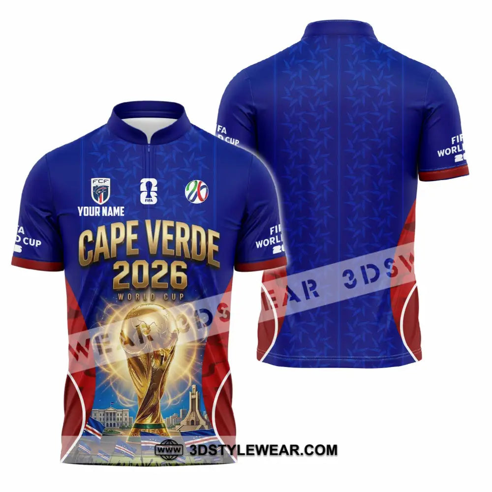 Unisex Shirt - Custom Cape Verde World Cup 2026 Shirt - Zipper Polo Shirt / S - T-shirt