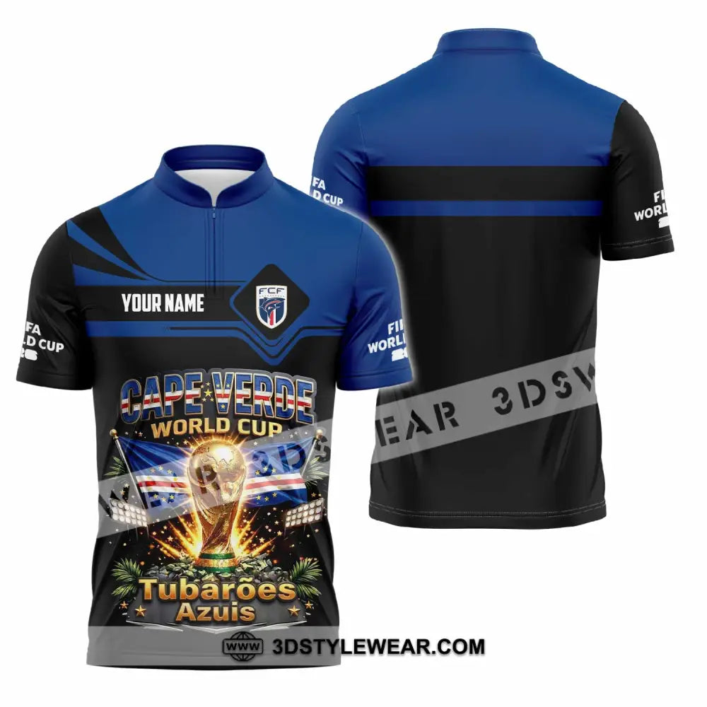 Unisex Shirt - Custom Cape Verde World Cup 2026 Shirt - Zipper Polo Shirt / S - T-shirt