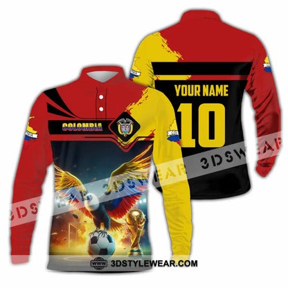 Unisex Shirt - Custom Colombia 3D Shirt Long Sleeve Polo / S T-shirt