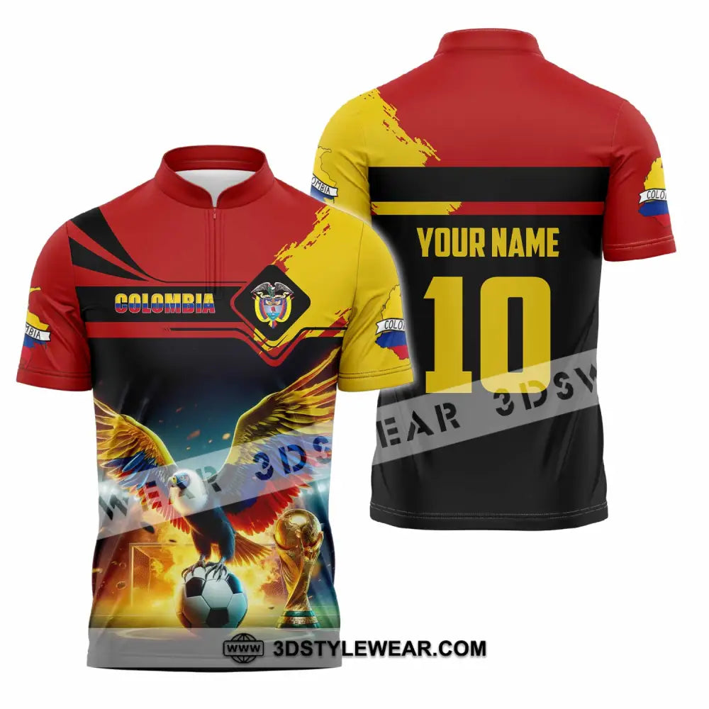 Unisex Shirt - Custom Colombia 3D Shirt Zipper Polo Shirt / S T-shirt