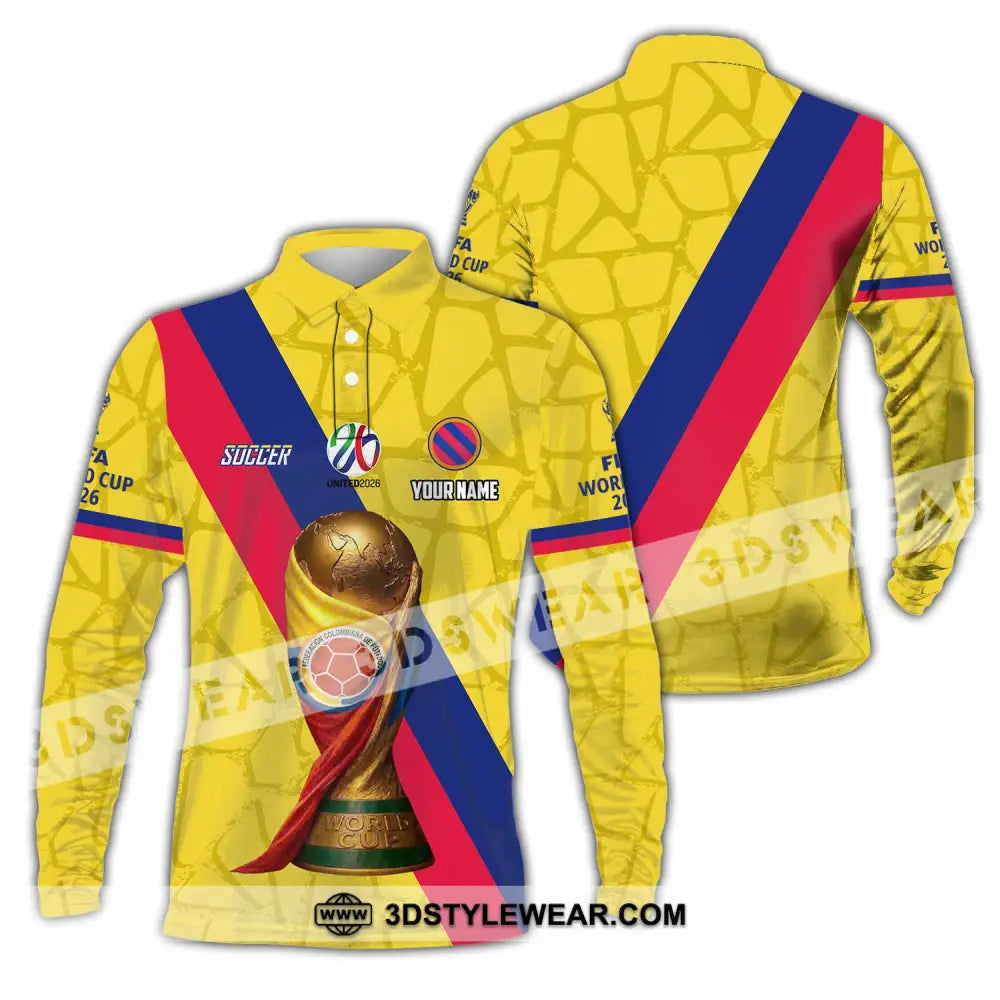 Unisex Shirt - Custom Colombia Fifa World Cup 2026 3D Shirt Long Sleeve Polo / S T-shirt