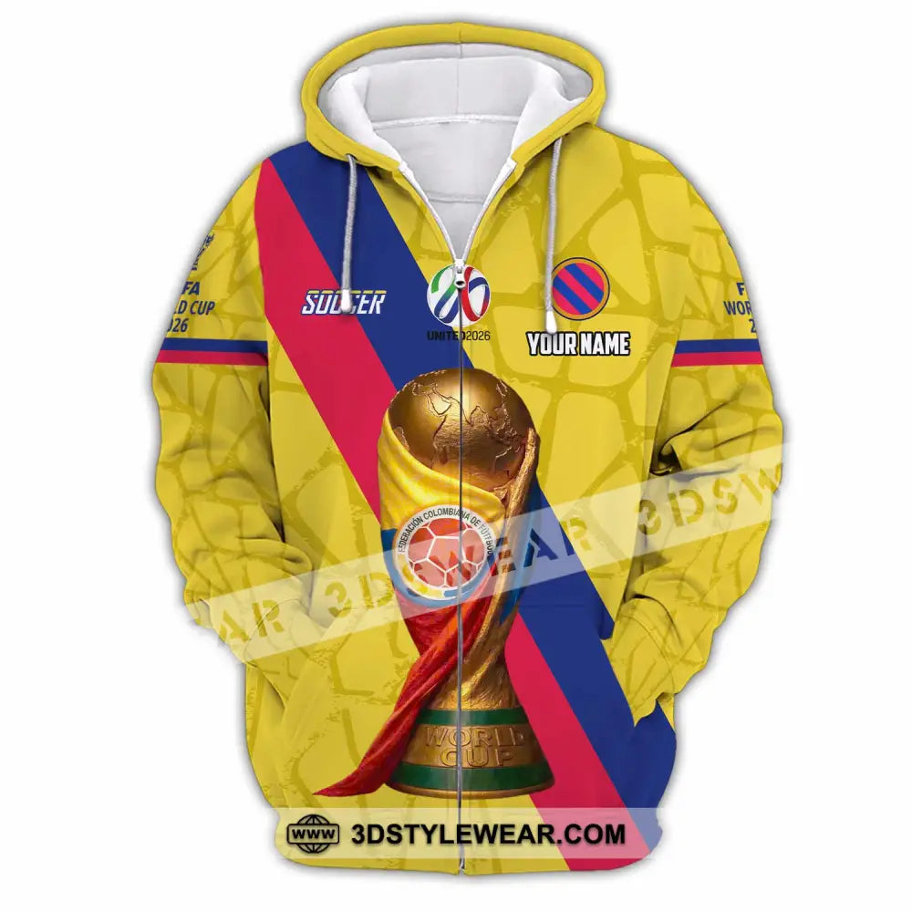 Unisex Shirt - Custom Colombia Fifa World Cup 2026 3D Shirt Zipper Hoodie / S T-shirt
