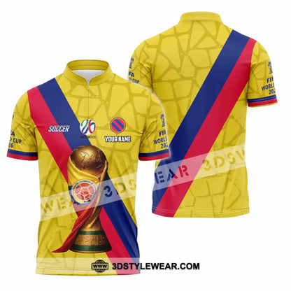 Unisex Shirt - Custom Colombia Fifa World Cup 2026 3D Shirt Zipper Polo Shirt / S T-shirt