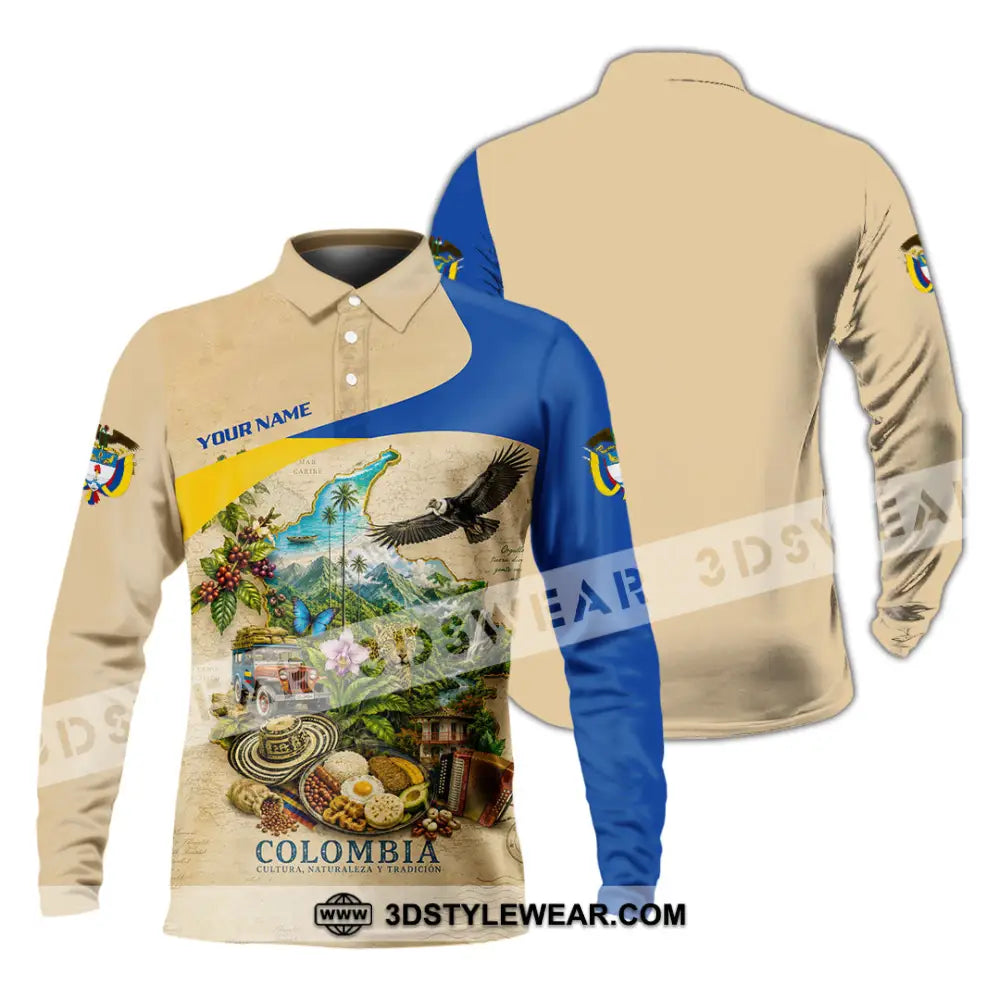 Unisex Shirt - Custom Colombia Shirt - Long Sleeve Polo / S - T-shirt