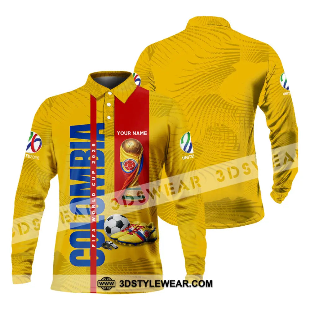 Unisex Shirt - Custom Colombia World Cup 2026 3D Shirt Long Sleeve Polo / S T-shirt